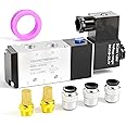 Tailonz Pneumatic 1/2"NPT Solenoid Valve 4V410-15 12V/24V/110V/220V Single Coil Pilot-Operated Electric 2 Position 5 Way Connection Type（24V）