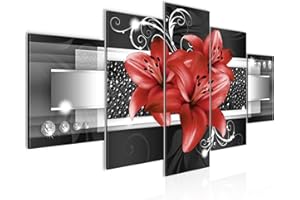 Runa Art Flores Lirios Cuadro Lienzo no Tejido 5 Piezas Abstracto Rojo Dormitorio Corredor 008653c