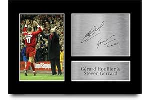 HWC Trading Foto de autógrafo de Gerard Houllier & Steven Gerrard Liverpool para aficionados y seguidores del fútbol A4