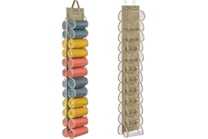 Lirex Hanging Yoga Legging Storage Organizer with 24 Pockets, Foldable Oxford Cloth Hanging Closet Organizer Shirts Jeans Storage Hanger Socks Holder for Family Closet Bedroom, Light Coffee