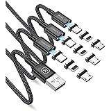 Kuulaa 3-in-1-Magnetladekabel [3 Stück], 3A-Schnellladekabel Magnet Ladekabel aus Nylon, geflochten mit LED Light Magnetic US