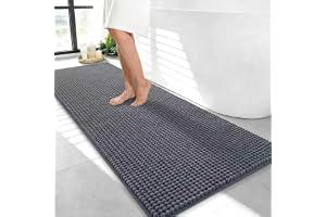 Linruione Badmatta grå, 50 x 120 cm, stor, 1400 GSM, chenille, badmatta, halkfri, tvättbar, 1,5 cm, hög lugg, badrumsmatta absorberande, mjuk, duschmatta för badrum