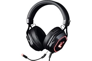 Konix Drakkar Casque gaming filaire Ragnarök Evo 7.1 pour PC - Haut-parleurs 50 mm - Microphone - Câble USB 2 m - Rétroéclairage - Noir et rouge
