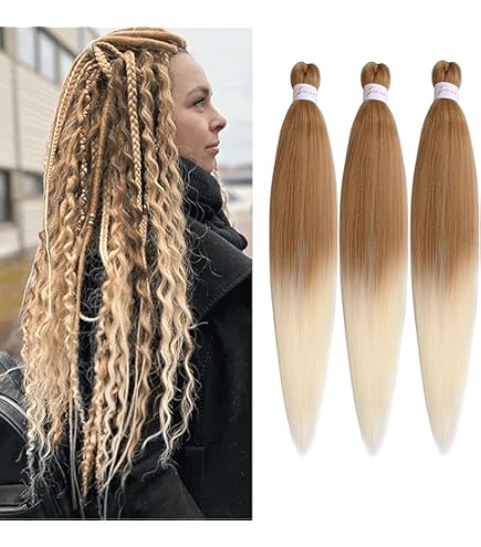 FLWAL Pre-Stretched Braiding Hair Ombre 26 Inch Synthetic Fibre 6