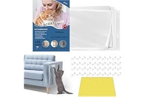 EIEVEY 10 Piezas Protector de Muebles Arañazo Gatos, 43 * 30.5cm Adhesivo Protector Sofa Gatos Arañazo,Fundas de Sofá Autoadhesiva Transparente con 40 Tornillos,Rascador para Gatos para Puerta, Sofá