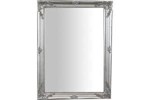 Biscottini INTERNATIONAL ART TRADING Lustro ścienne 80 x 60 x 3 cm Wyprodukowane we Włoszech/Lustro Shabby Chic/Lustro łazienkowe w kolorze antycznym srebrnym/lustro ścienne w stylu vintage