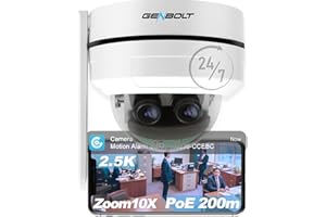 GENBOLT 2.5K PTZ WiFi Security Camera wewnętrzna i zewnętrzna DC i PoE, 4MP Dual Soczewka Domowa Kamera IP CCTV 10X Hybrydowa Zoom, IK10 VandalProof, IP66 Waterproof, PAN TILT Auto śledzenie