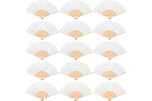 Tomkity 60 Stück Fächer Hochzeit Handfächer Weiß Faltbarer Handfächer für Sommer Hochzeit Deko Wedding Dekoration