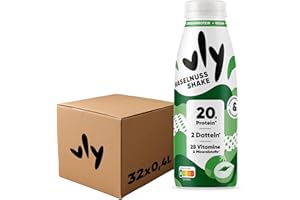 ‎VLY vly Haselnuss 400 ml Flasche - Veganer Nuss Drink + 20g Protein ohne Zuckerzusatz | Proteinreich & kalorienarm aus Pflanzenprotein Haselnussdrink Milchalternative Eiweiß Proteindrink
