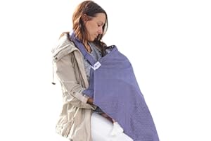 JUICY BUMBLES Breastfeeding Cover with Pockets - Soft and Breathable Nursing Cover Breastfeeding - Breast Feeding Coverall (Navy Blue)