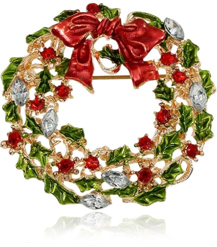 Broches De Noël Pour Femmes - Cristal, Strass Étincelants - Motifs Flocon, Ange, Canne à Sucre - Cadeau Fêtes Vintage