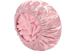 E ENASUE Duschhaube für Langes Haar, Große 3-Lagige Wasserdichte Duschtüte, Wiederverwendbar, Ideal für Reise und tägliche Pflege (Rosa)