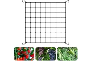 PUERFOCA Filet de Tente de Culture 120 X 120 cm, Filet Palissage pour Scrog Net avec 4 Crochets, Treillis Élastique en Maille pour Plantes, Légumes, Fruits, Fleurs, Jardin, Balcons
