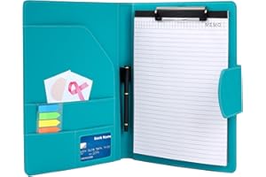 Agoer Cartellina portadocumenti formato A4, in pelle, formato DIN A4, con chiusura magnetica, con blocco appunti A4 e penna, Verde Lime