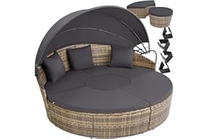 tectake® Lounge Muschel Sonneninsel Outdoor wetterfest, Gartenmuschel, Sonnenliege 2 Personen und mehr, multifunktionales Terrasse oder Balkon Möbel, Gartenliege wetterfest - Natur