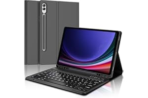 JADEMALL Coque Clavier pour Samsung Galaxy Tab S9 FE+/S9+ Plus 12.4" 2023, AZERTY Français Clavier Magnétique Détachable Bluetooth pour Galaxy Tab S9+ Plus 12.4", Noir
