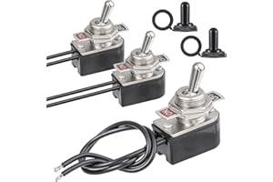 VEXUNGA Interrupteur a Bascule 2 Positions 6A 125V 3A 250V Interrupteurs à Bascule 12V 10A ON OFF SPST et Capuchon étanche pour Voiture (Paquet de 2 Pièces)