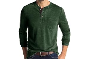 AUMELR Mens Long Sleeve T Shirt Cotton Henley Shirts Casual Fashion T Shirts