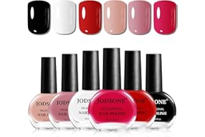JODSONE Lot de 6 Vernis à Ongles Multicolore 60 Secondes Vernis à Ongles à Séchage Rapide Noir Blanc Rouge Collection Cadeaux pour Femmes