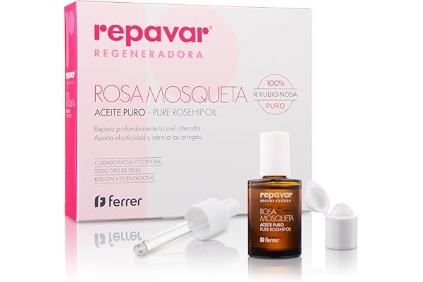Repavar - Aceite 100% Puro Rosa Mosqueta Primera Presión en Frío, Alta capacidad Regeneradora para Cicatrices - Incluye Aplicador Roll On y Cuenta Gotas - 15 ml