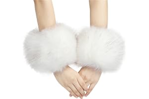 sy soul young Damen Kunstpelz Handgelenk Manschetten Winter Fuchs Pelz Armbänder Fluffy Pelz Manschette Pulswärmer Armwärmer Zubehör