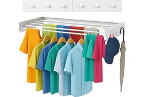 Yaqor Wäscheständer Wandmontage Oder Wäscheständer Wand. Ausziehbar Und Platzsparend. Wäschetrockner Klein Für Wand. Clothes Drying Rack Zeitlos Praktisch - (120 cm)