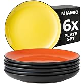 MIAMIO - Set of 6 ceramic dinner plates (26 cm) - Le Papillon (Multicolor) | 26cm Ceramic Breakfast Plate Set, Side Dishes an
