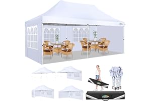 COBIZI Gazebo 3x6m with Sidewalls, Commercial Pop up Gazebo, UPF50+ Protection, 100% Waterproof Gazebo with Portable Bag, Adjustable Leg Heights, Ideal for Patio Parties, Garage