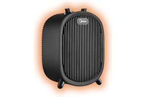 MIDEA Calefactor Baño Bajo Consumo 2000W | Calefactor Eléctrico con Función Aire Frío y 2 Niveles de Potencia | Calentador Portatil con Termostato Regulable y Protección Sobrecalentamiento, Negro