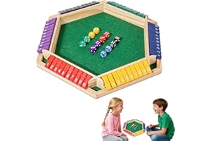 UOAESR Shut The Box Dice Game, 6 Player Wooden Board Game with Dice, Classic Family Maths Game for Adults & Kids, Portable Travel Game for Pub & Home, Dice/Travel STEM Learning Traditional Family Game (A)