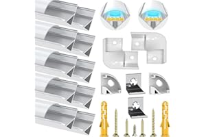 ‎CHESBUNG Chesbung LED Aluminium Profil V Form für Led Streifen, 10×1M Indirekte Beleuchtung Decke für LED Strips/Band 12mm, Alu Profil Led mit Milchig Weißer Abdeckung, LED-Diffusoren Led Kanal LED Kanäle