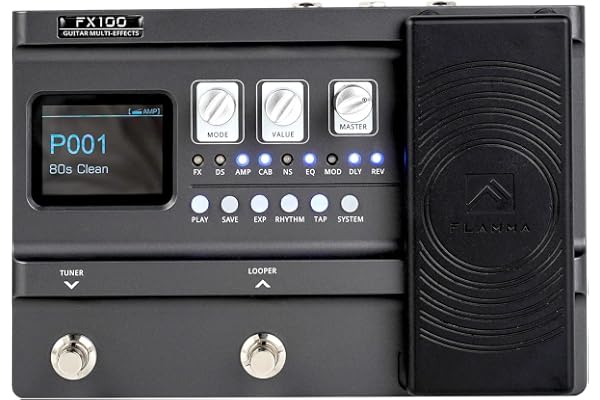 FLAMMA FX100 Guitar Pedal Multi-effects Processor with Looper Amp Modeling 151 Built-In Effects 200 Presets Expression Pedal 3rd Party IR Headphone OTG for Performance Practice Live Streaming