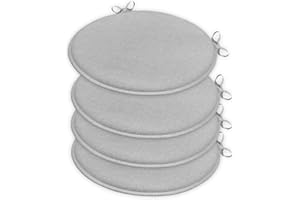 emmevi Set 4 Cuscini Sedia Rotondi Cotone Lavabili Morbidi Coprisedia Tondo Tinta Unita Pastello Grigio