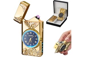 RSBYE Encendedor Electrónico Águila, Encendedor USB Recargable, Encendedor de Plasma con Linterna, Elegante Encendedor Personalizado con Indicador de Batería, Encendedores para Hombre y Mujer (Dorado)