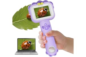 LELESUN Microscopi per bambini, mini microscopio tascabile portatile per bambini piccoli, giocattoli educativi scientifici per regali di compleanno di Natale per bambini di 3 4 5 6 7 8 9 10 anni (leone)
