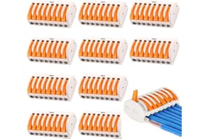 AOUZOVLI 10Pcs Connecteur Electrique 8 Entrées Connecteur Électrique Domino Electrique Rapide Connecteur de Fil de Câble Bornes de Connexion Automatique Avec Commande à Levier Peut Être Librement Combiné