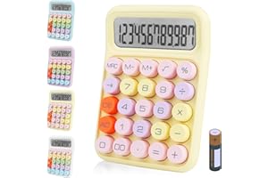 Bimormat Colorful Electronic Calculator,12 Digit Large LCD Display and Big Round Buttons Candy-Colored Desktop Calculator for Office,School,Home,Business(UK-COCA-yellow)