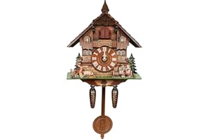 Alnemy Reloj de cuco,Relojes de cuco de la Selva Negra Tallados,Escena de Casa de Madera Reloj de Cuco,Adecuado para Sala de Estar Dormitorio Cocina Restaurante Cafetería Hotel Decoración