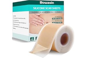 BOWASIN Silicone Scar Sheets (1.6'' x 60''Roll-1.5M) Silicone Scar Tape Silicone Scar Strips Reusable and Effective Silicone Gel Patches,Scar Treatment for Surgical Scars,Healing Keloid, C-Section, Tummy Tuck