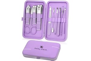 ‎KEIBY CITOM Maniküre Set 10-teiliges, Pediküre kit Nagel Schere Nagelpflege Nagelknipser etui, Nagelset Nageletui Nagelknipser Set, Reise Beauty Kit (Lila)
