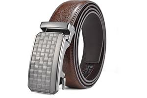 FEFLO Cintura Uomo, Cintura Pelle con Fibbia Automatica cricchétto, Larghezza 35 mm,Taglia Regolata, Adatto per abbigliamento da lavoro e casual