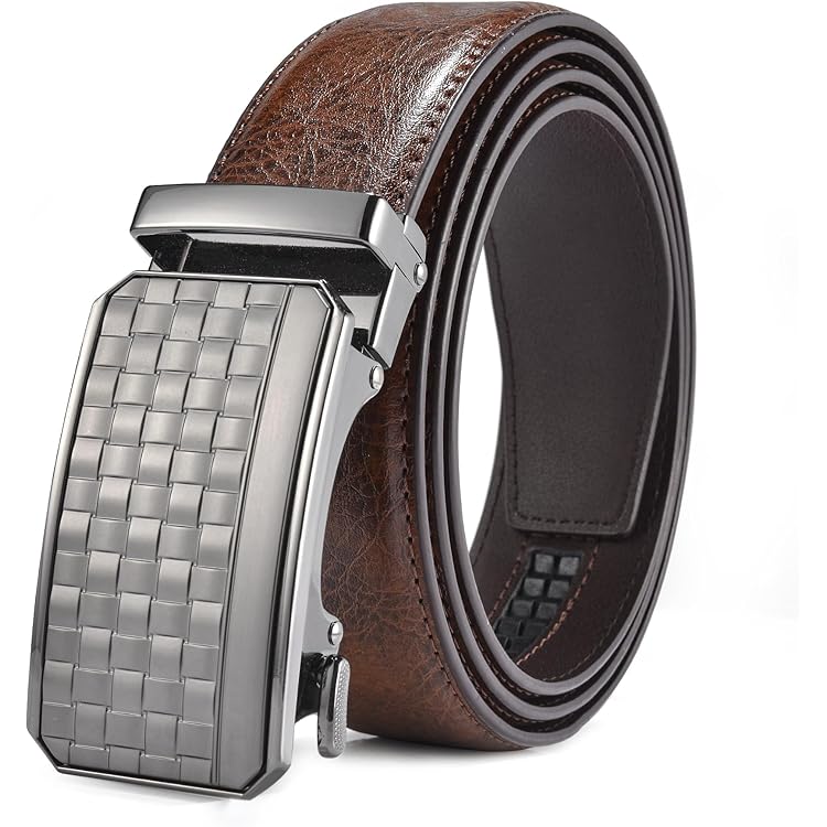 Ceinture Pour Homme En Cuir Véritable Avec Boucle Automatique - Largeur 3,5 Cm, Longueurs 110 à 155 Cm - Noir Et Marron