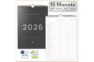 ‎UNITURE UNITURE® Planer für Zwei - Paarkalender [mit 3 Spalten] Wandkalender Okt 2025 - Dez 2026 nachhaltig & schmierfrei