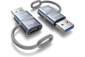 RAVIAD Adapter USB-C na USB-A (2 sztuki) 10 Gbps gniazdo USB-C na złącze USB-A OTG 18 W typ C na USB-A adapter z linką zabezpieczającą przed zgubieniem do iPhone 16/15/14/13/12, MacBook