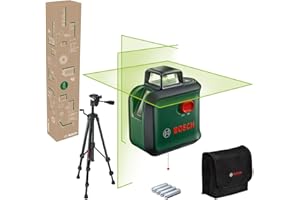 Bosch Laser lignes AdvancedLevel 360 avec trépied premium(3 laser lignes avec laser à 360° pour un alignement dans toute une pièce, dans boîte carton pour e-commerce)