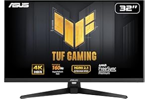 ‎ASUS ASUS TUF Gaming VG32UQA1A - 31,5 Zoll 4K UHD Monitor - 160 Hz, 1ms MPRT, FreeSync Premium, GameFast Input, DisplayHDR 400 - VA Panel, 16:9, 3840x2160, DP 1.4 DSC, HDMI 2.1, USB, ergonomisch, Speaker