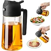 AEE&reg; 2 Pieces Dual Function Non-Feeding Glass Oil Bowl Spray Pouring Sunflower Oil Olive Oil Bottle Oil Bowl 450ml