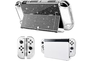 Votvlog Coque à Paillettes Compatible avec pour Nintendo Switch OLED Modèle, Coque de Protection à Paillettes pour Switch OLED Console, Transparente Solide et Durable, Ne Tombe Pas Facilement, Blanc