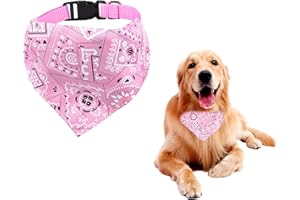 FuninCrea Collier bandana pour chien, serviettes triangulaires lavables, bandanas réglables, motif floral, collier pour chien de petite, moyenne et grande taille (rose)