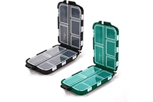 MAIANY Portapillole Settimanale da Viaggio con 10 Scomparti Portatile e Compatto Ideale per Viaggiatori e Anziani Contenitore per Pillole con Custodia Grigia (Nero+Verde)